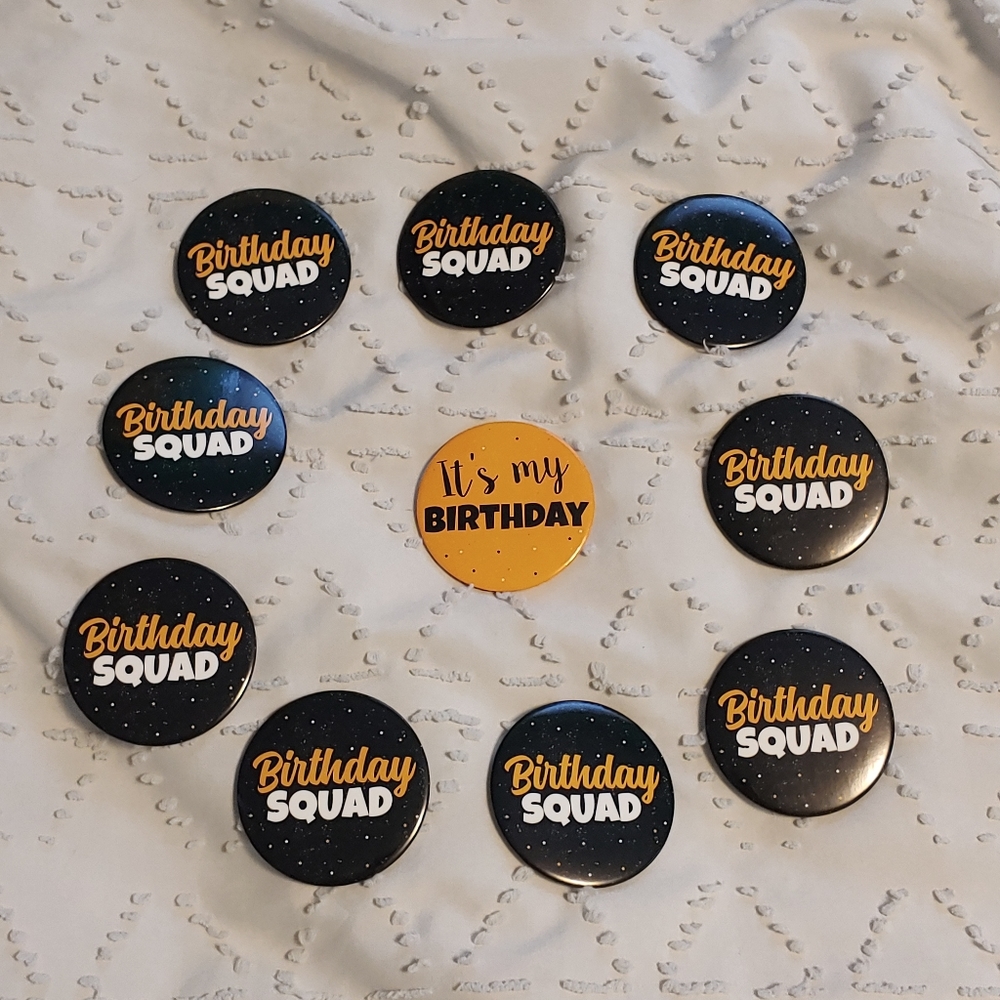 Birthday Squad pins